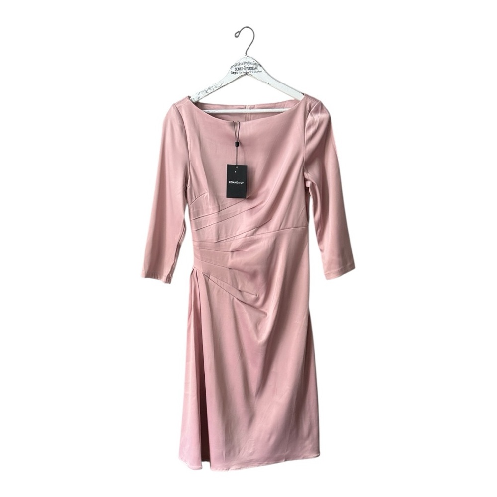 KOANDAILY Soft Blush Pink Satin Midi Dress – Size S